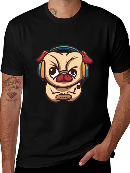 Gamer Pug Black T-Shirt