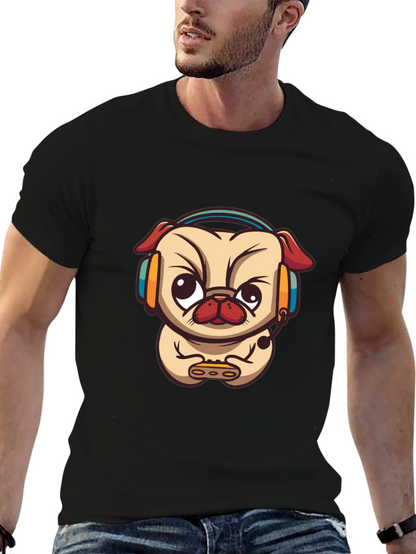 Gamer Pug Black T-Shirt