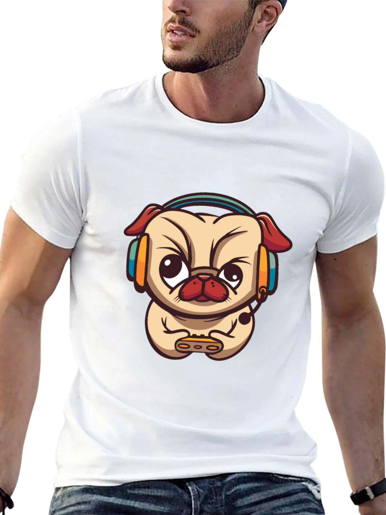 Gamer Pug Black T-Shirt