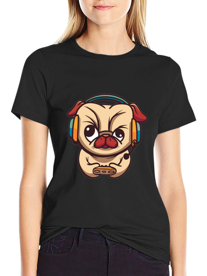 Gamer Pug Black T-Shirt