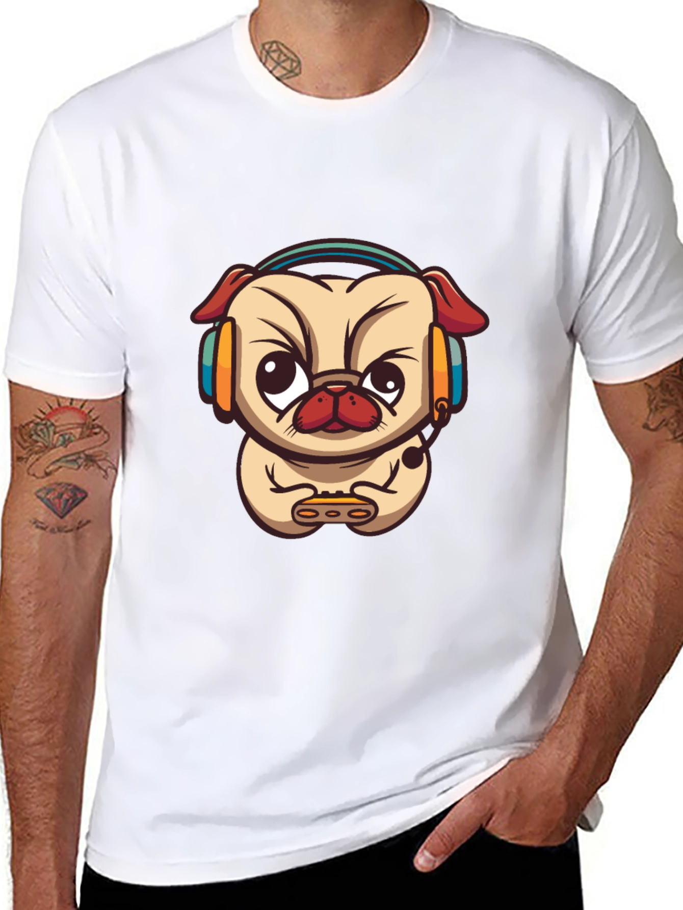 Gamer Pug Black T-Shirt