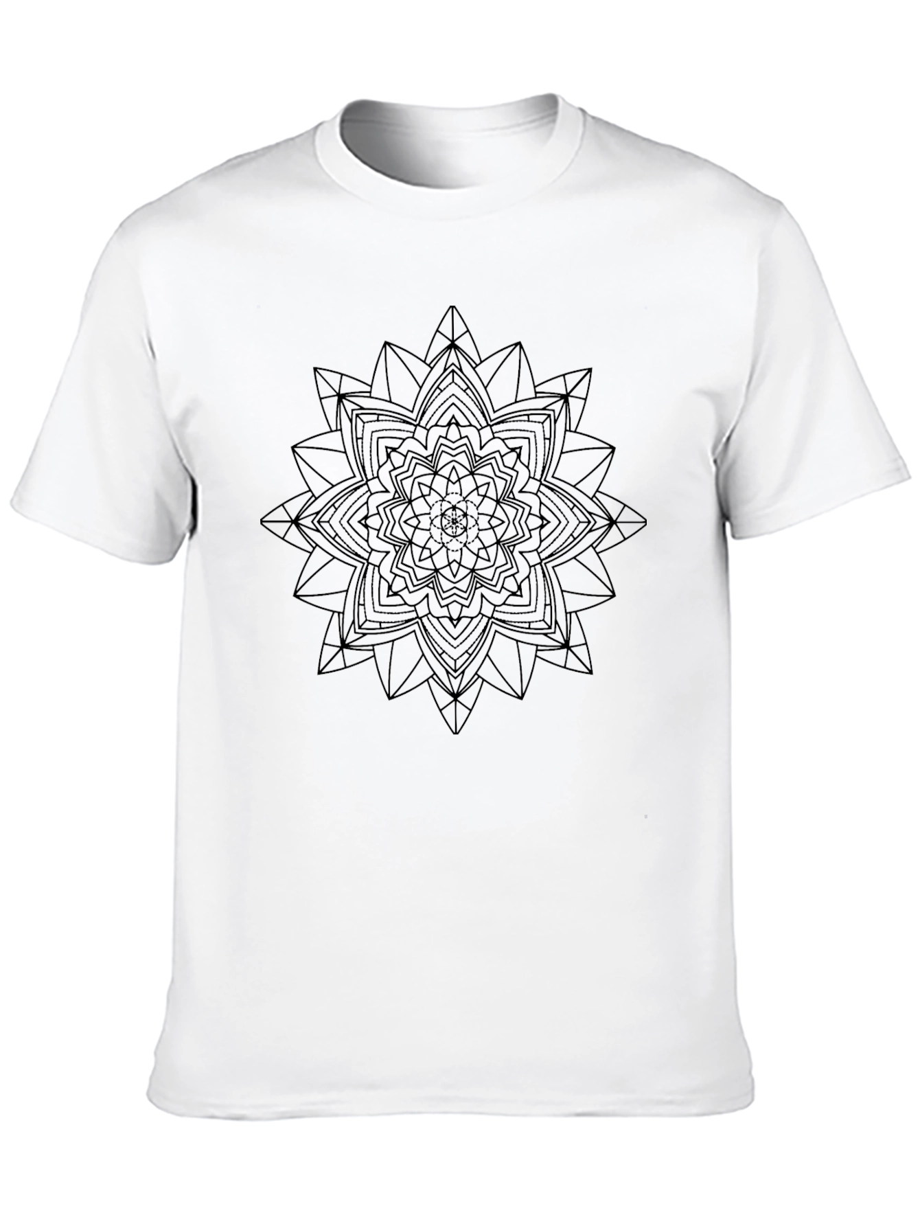 Geometric Mandala Graphic T-Shirt - Stylish Black Tee