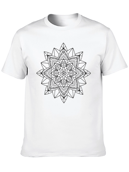 Geometric Mandala Graphic T-Shirt - Stylish Black Tee