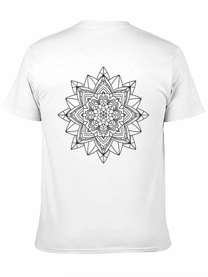 Geometric Mandala Graphic T-Shirt - Stylish Black Tee