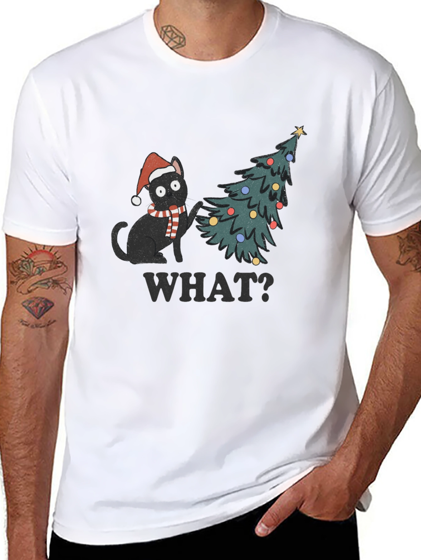 Christmas Cat T-Shirt - What? Holiday Tee
