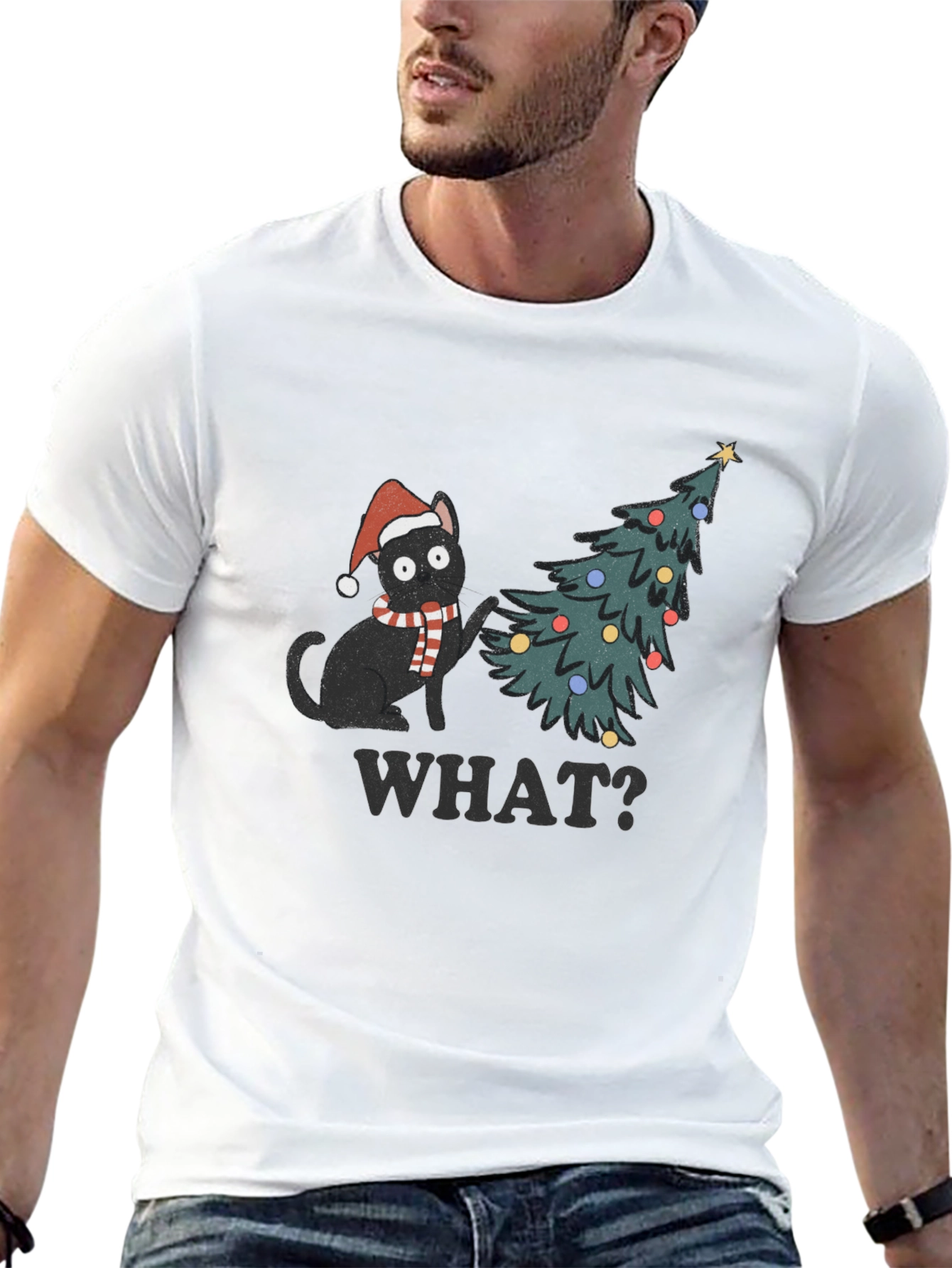 Christmas Cat T-Shirt - What? Holiday Tee