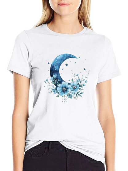 Celestial Moon Floral Graphic T-Shirt