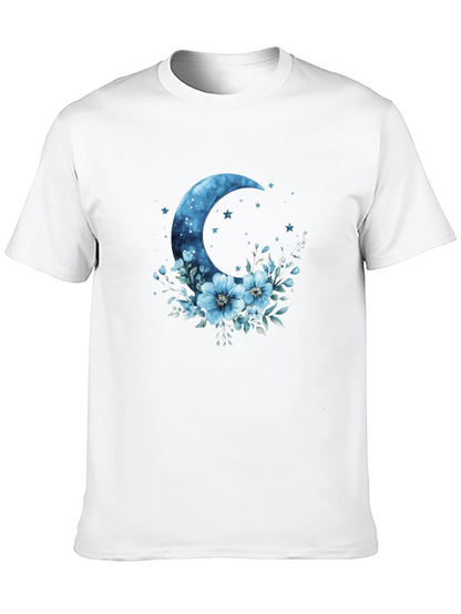 Celestial Moon Floral Graphic T-Shirt