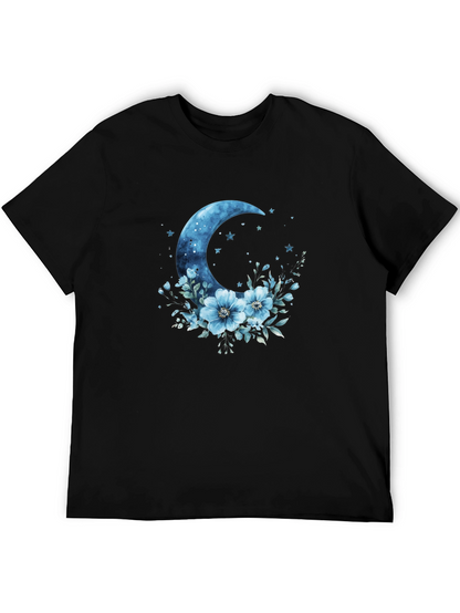 Celestial Moon Floral Graphic T-Shirt