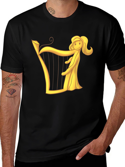 Harp Woman Graphic Black T-Shirt