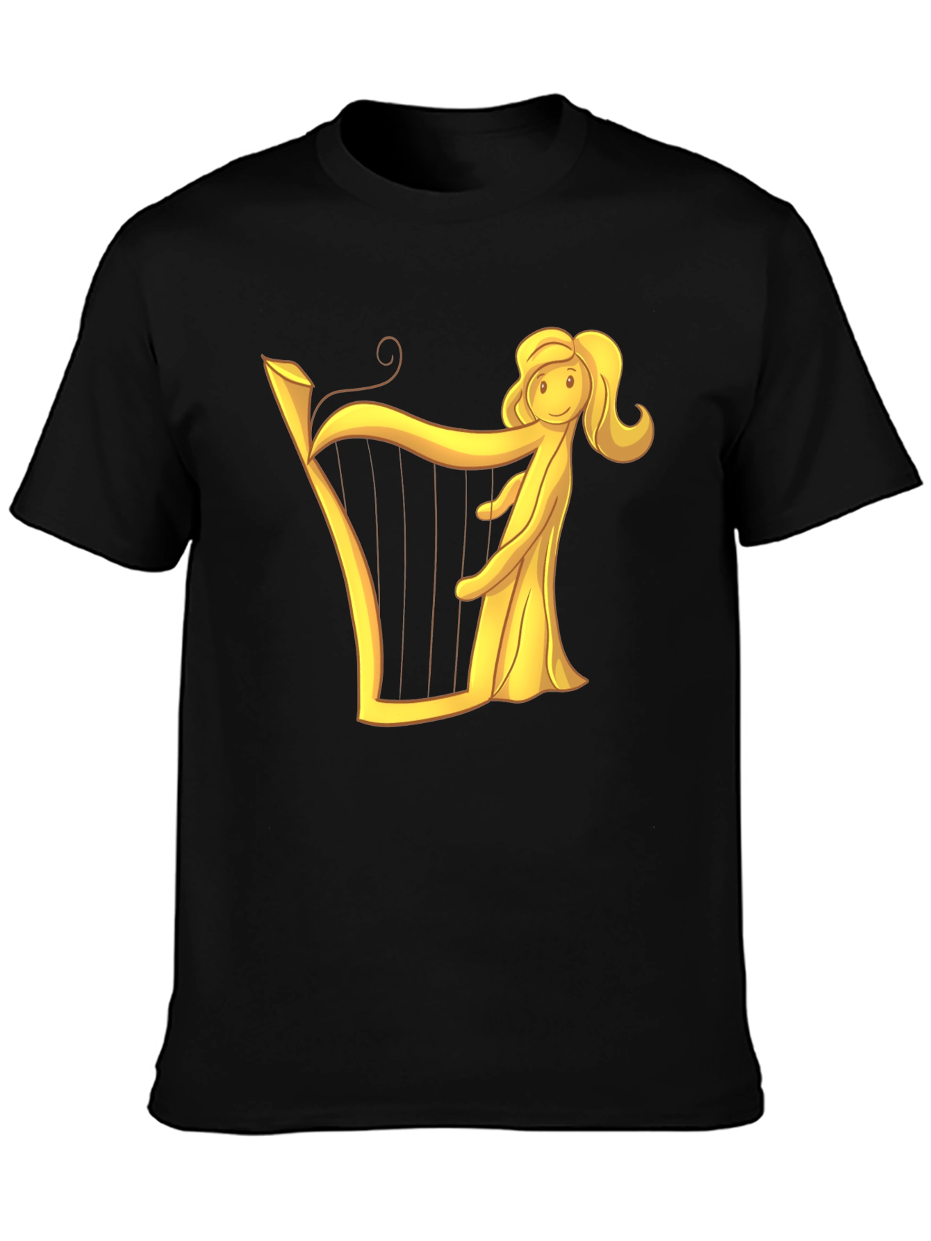 Harp Woman Graphic Black T-Shirt