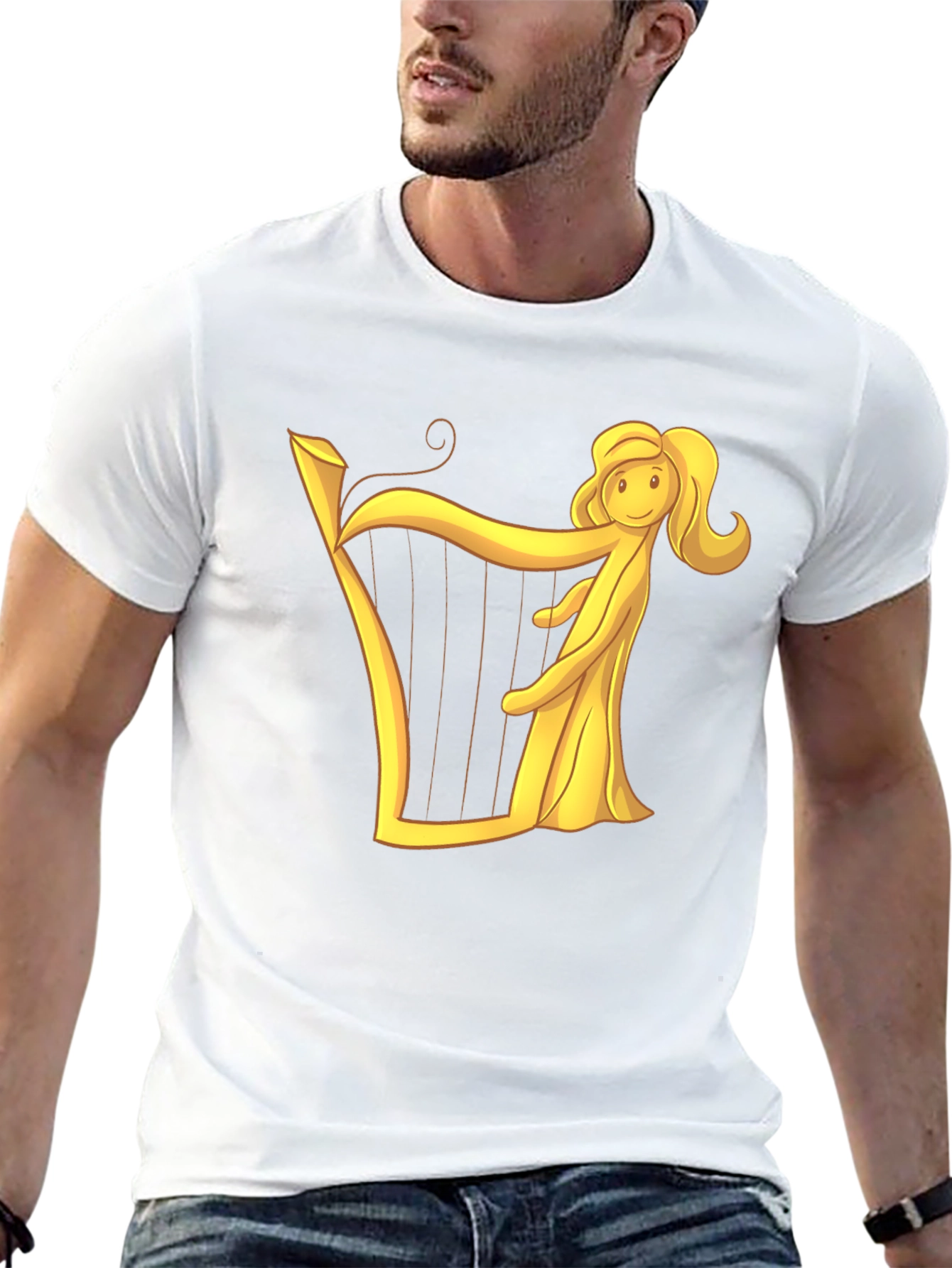 Harp Woman Graphic Black T-Shirt