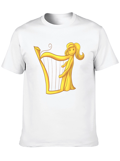 Harp Woman Graphic Black T-Shirt
