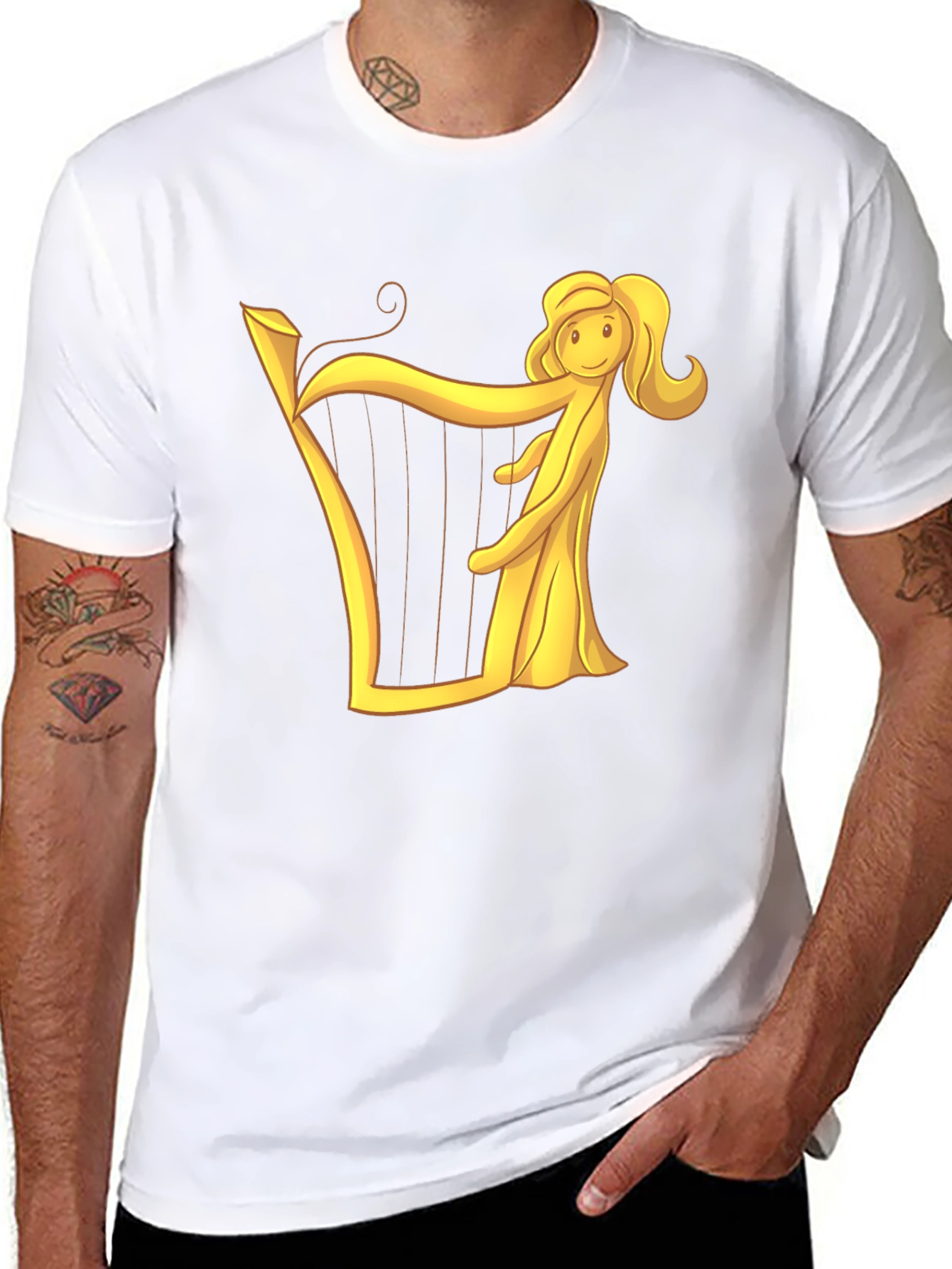 Harp Woman Graphic Black T-Shirt