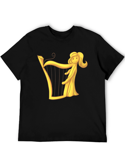 Harp Woman Graphic Black T-Shirt