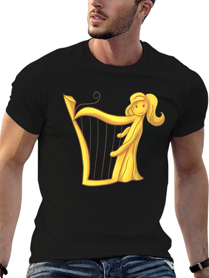 Harp Woman Graphic Black T-Shirt