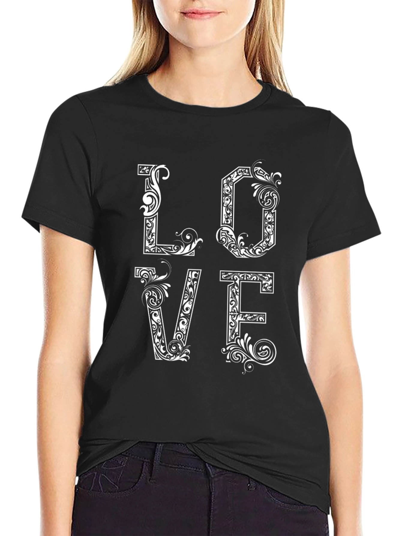 Love Graphic Print T-Shirt - Black