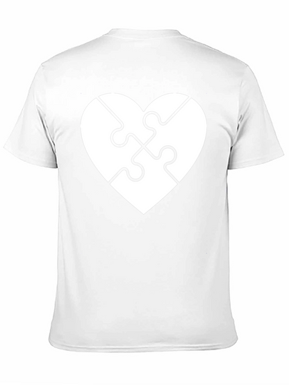 Heart Puzzle Piece Graphic Tee - Black Cotton