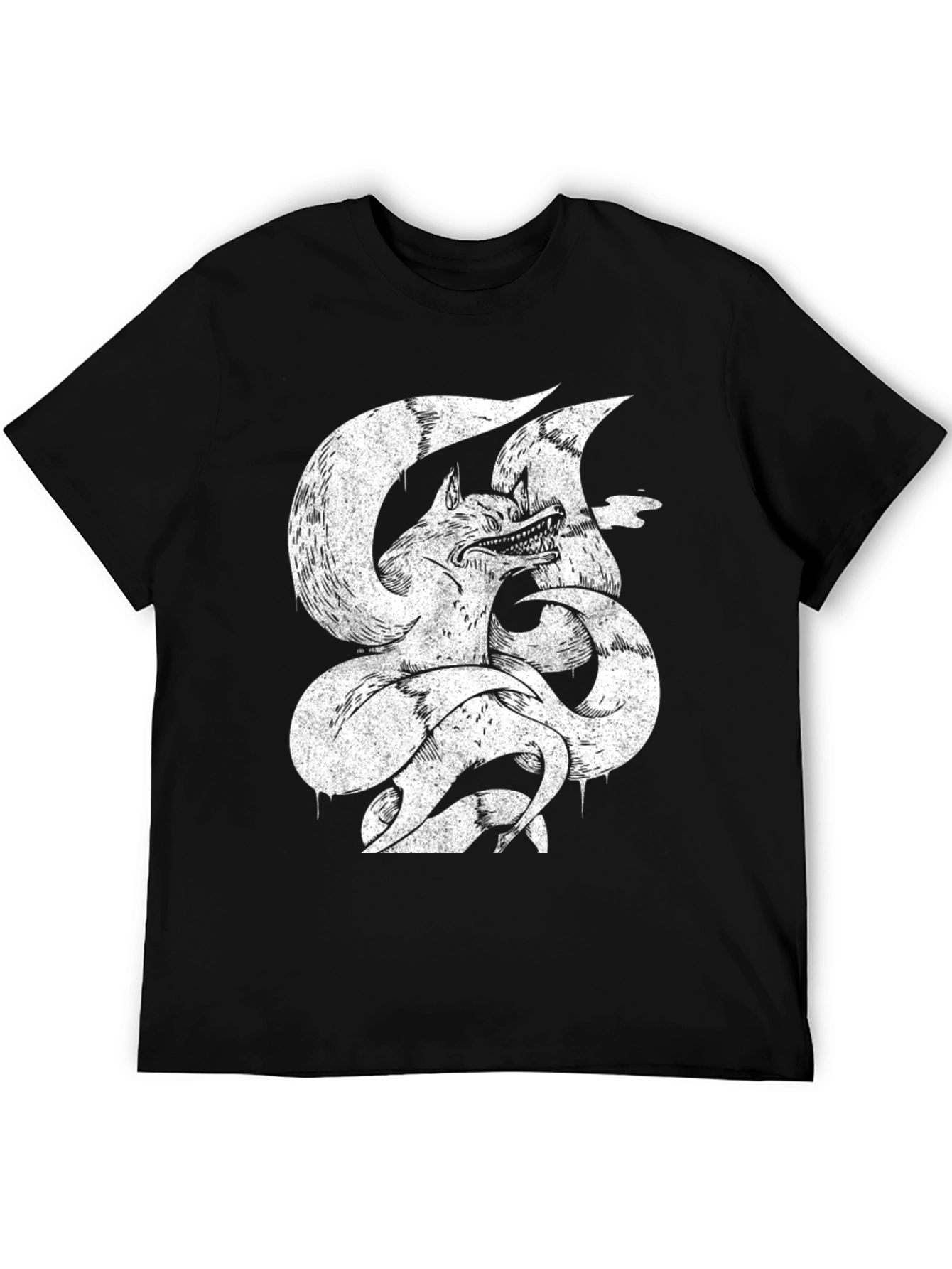 Nine-Tailed Fox Graphic Tee - Mens Black T-Shirt