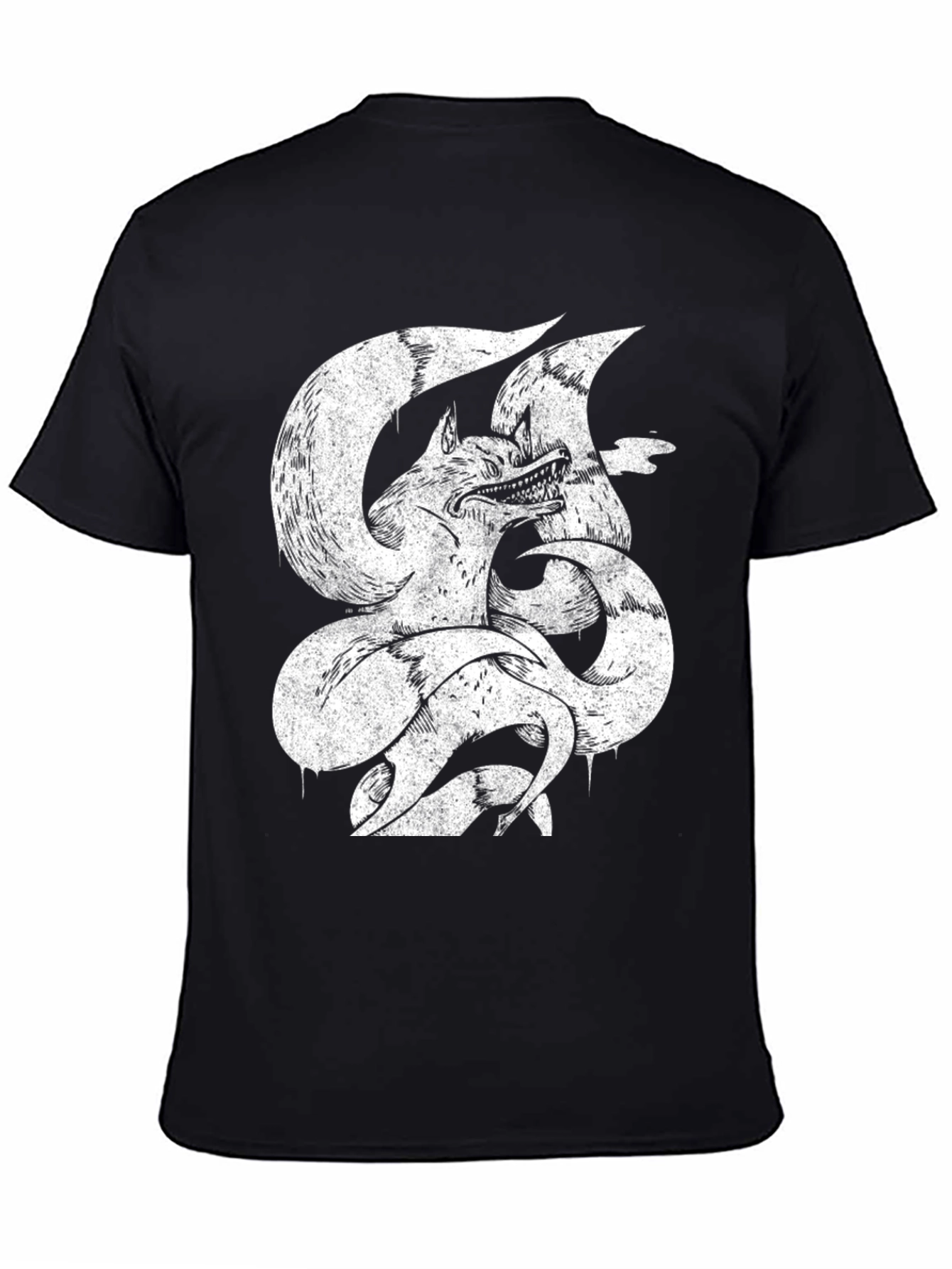 Nine-Tailed Fox Graphic Tee - Mens Black T-Shirt