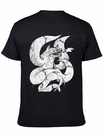 Nine-Tailed Fox Graphic Tee - Mens Black T-Shirt