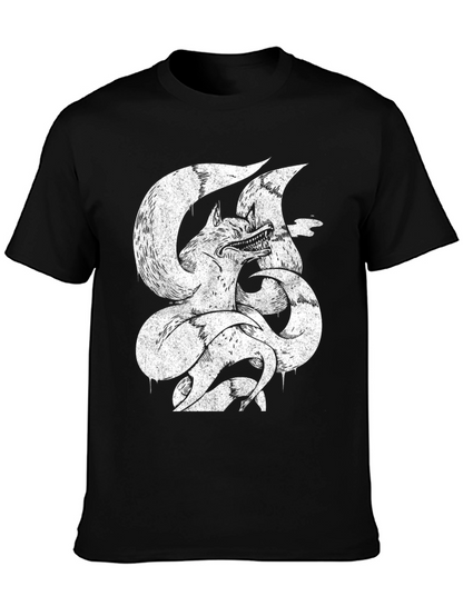 Nine-Tailed Fox Graphic Tee - Mens Black T-Shirt