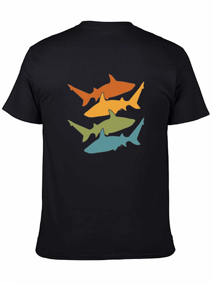 Retro Shark Tee - Black Cotton Graphic T-Shirt