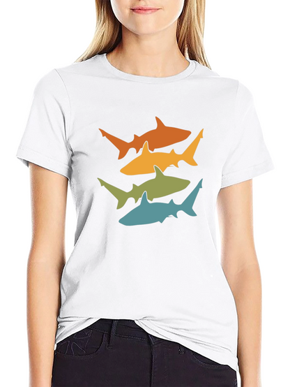 Retro Shark Tee - Black Cotton Graphic T-Shirt