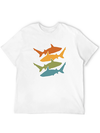 Retro Shark Tee - Black Cotton Graphic T-Shirt