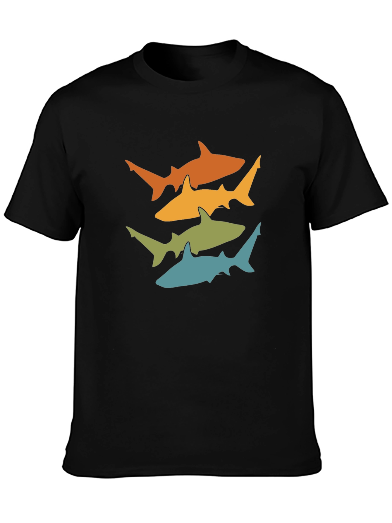 Retro Shark Tee - Black Cotton Graphic T-Shirt