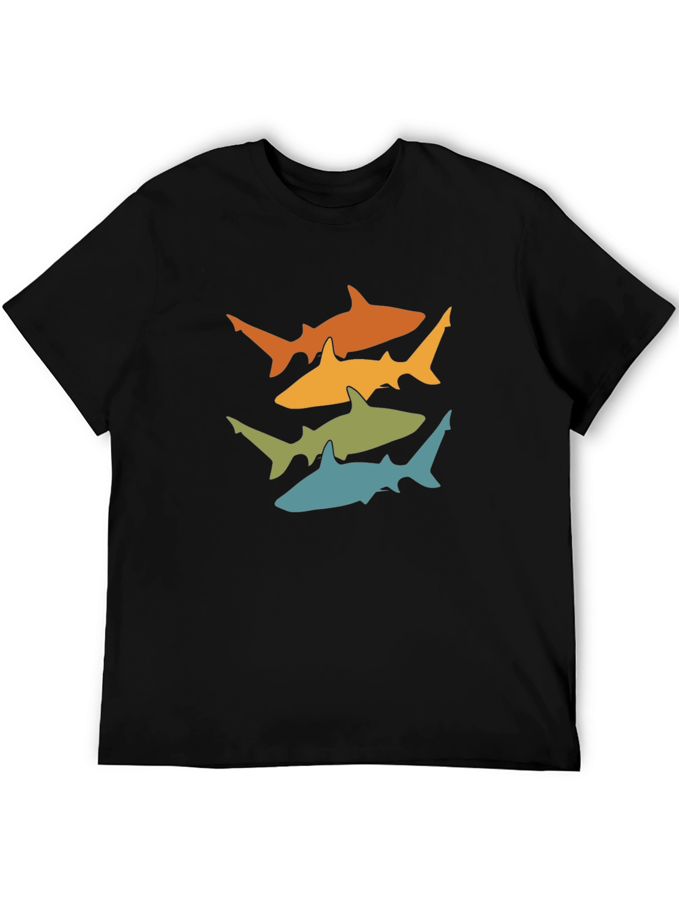 Retro Shark Tee - Black Cotton Graphic T-Shirt