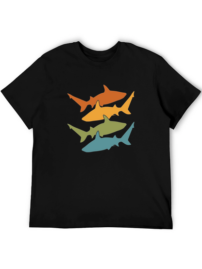 Retro Shark Tee - Black Cotton Graphic T-Shirt