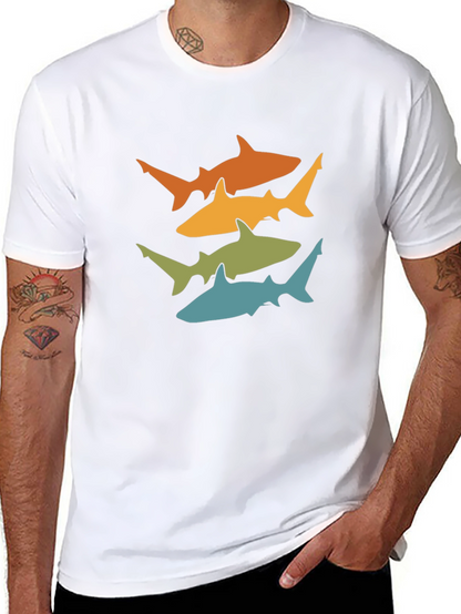 Retro Shark Tee - Black Cotton Graphic T-Shirt