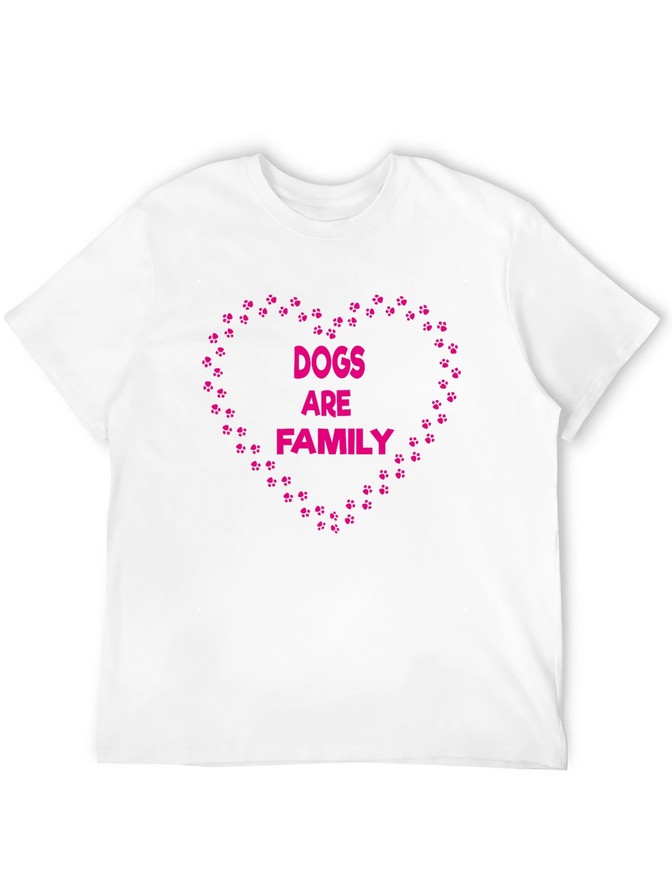 Dogs Are Family Paw Print Heart Black T-Shirt