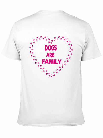 Dogs Are Family Paw Print Heart Black T-Shirt
