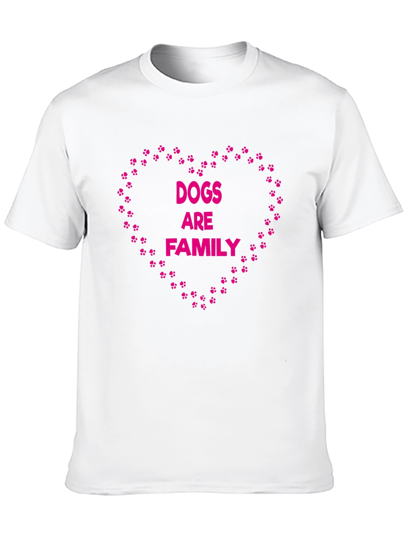 Dogs Are Family Paw Print Heart Black T-Shirt
