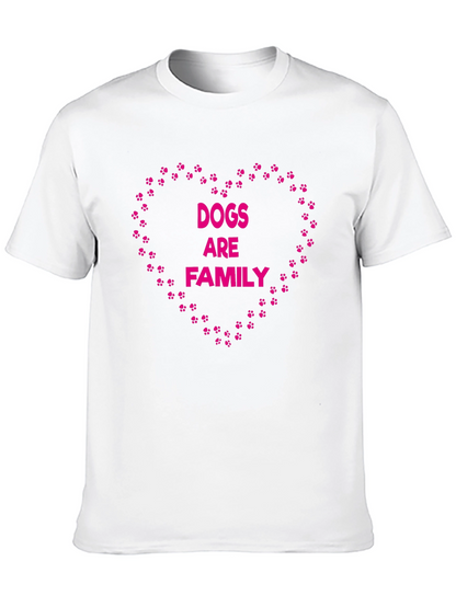 Dogs Are Family Paw Print Heart Black T-Shirt