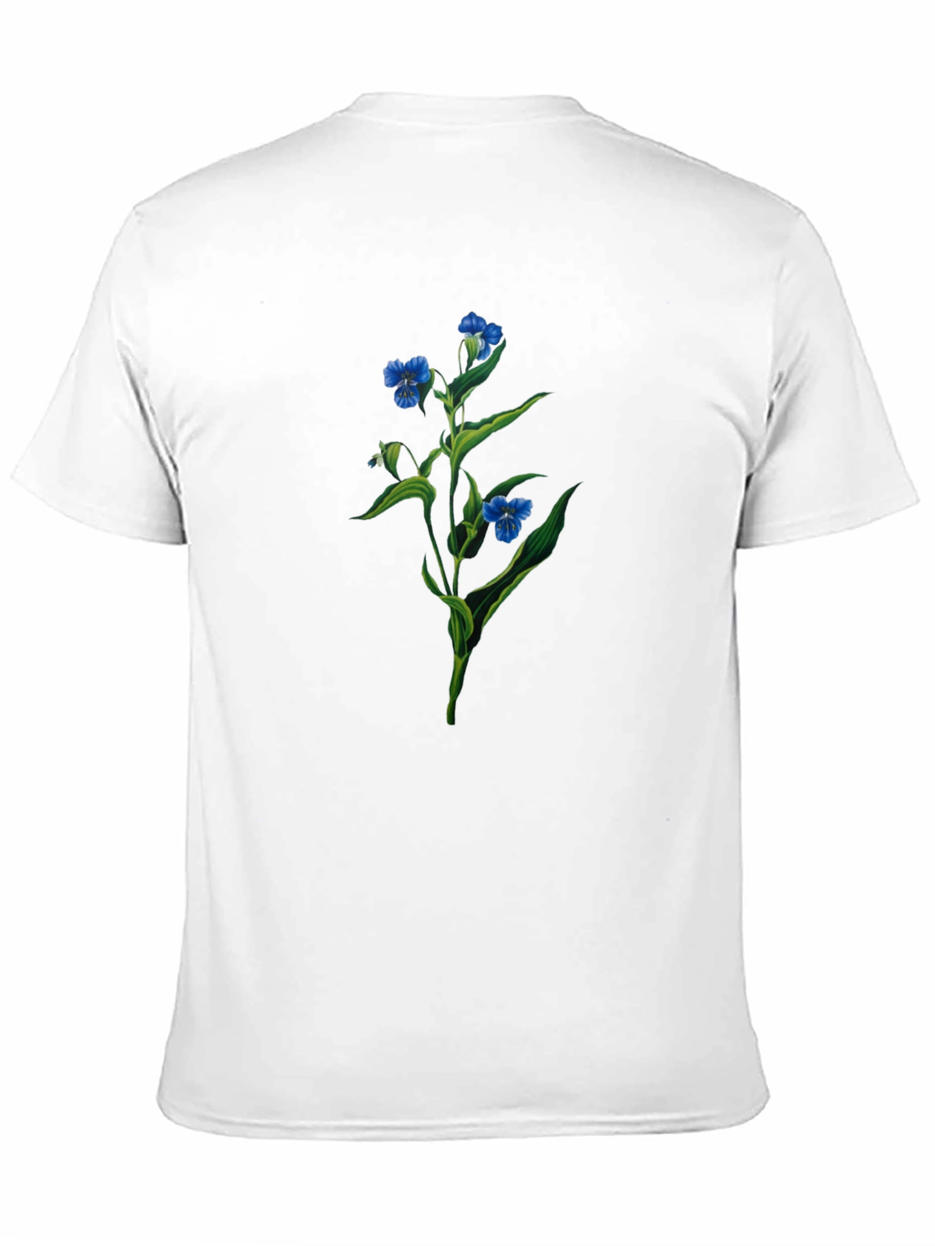 Floral Print T-Shirt - Botanical Blue Flowers