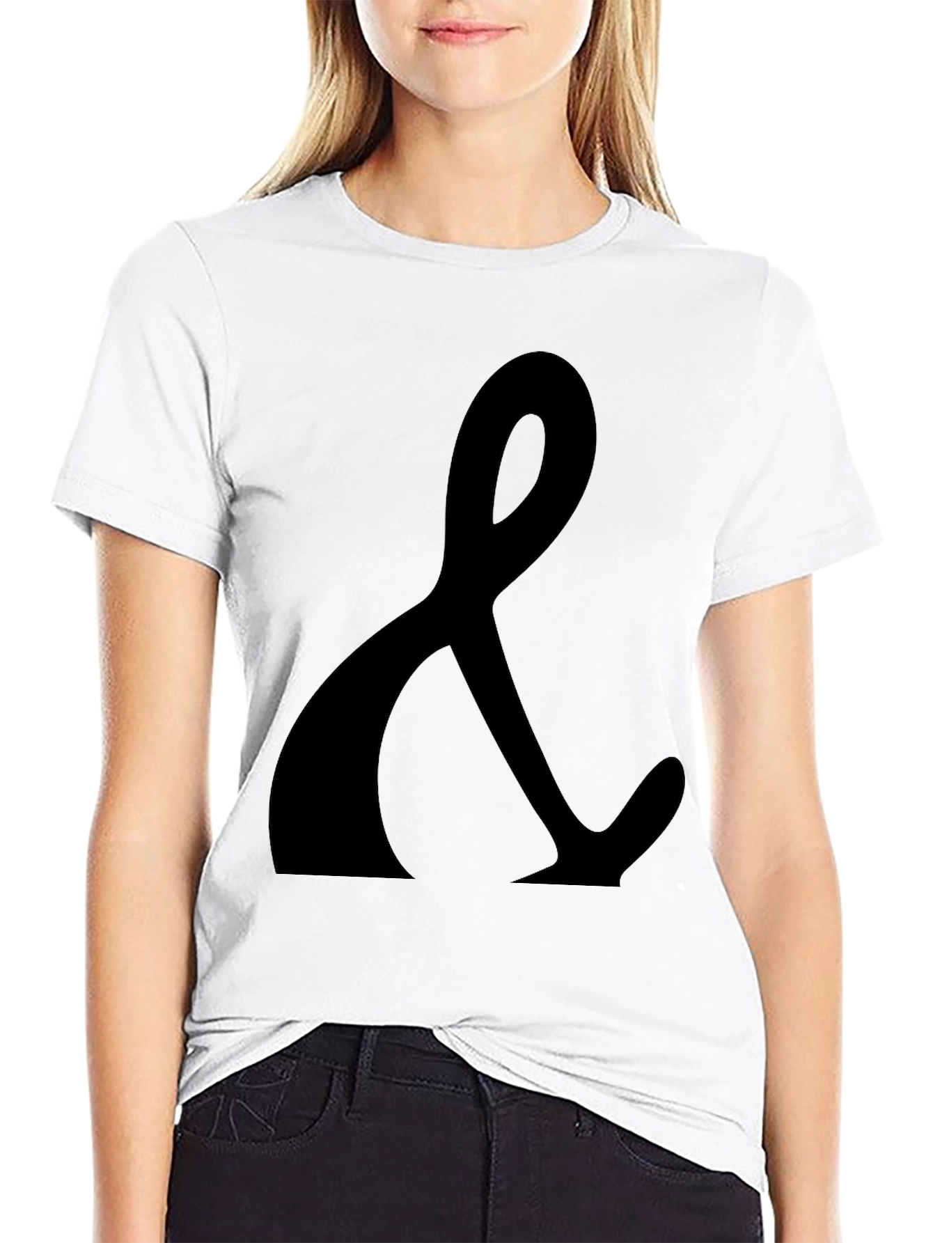 Black T-Shirt with Ampersand Print - Casual Style