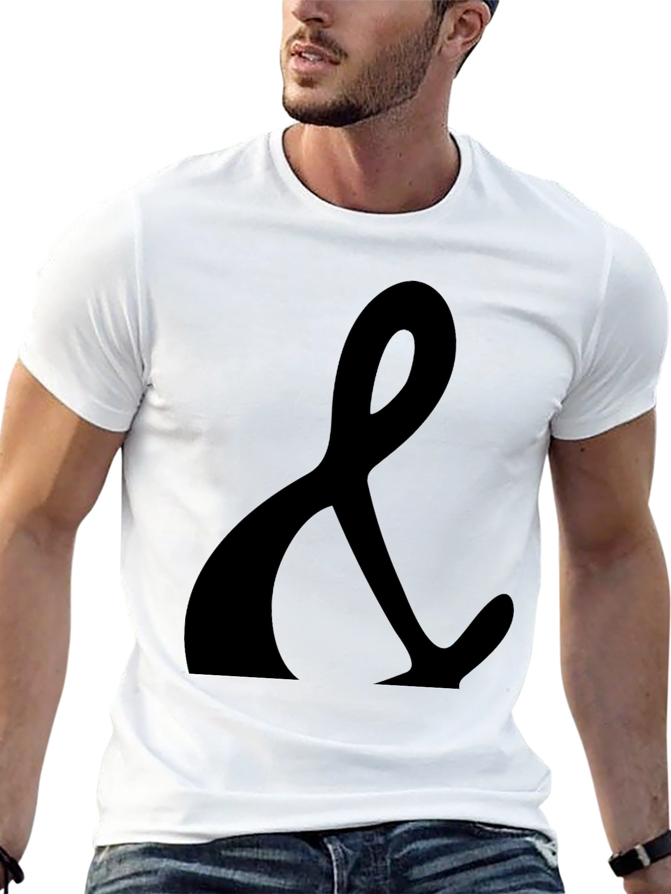 Black T-Shirt with Ampersand Print - Casual Style