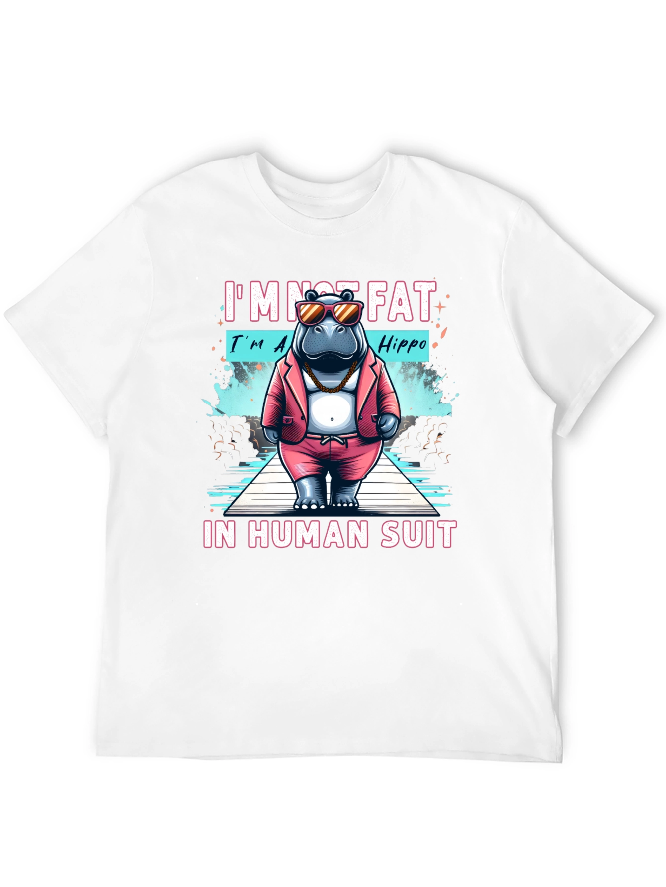 Funny Hippo in Human Suit Graphic Tee
