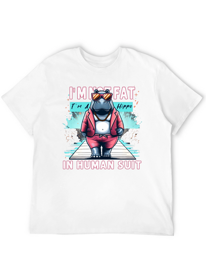 Funny Hippo in Human Suit Graphic Tee