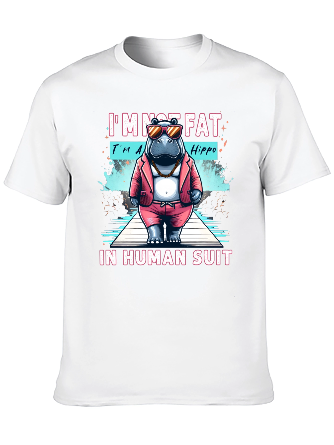 Funny Hippo in Human Suit Graphic Tee