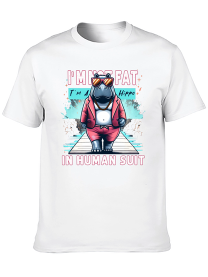 Funny Hippo in Human Suit Graphic Tee