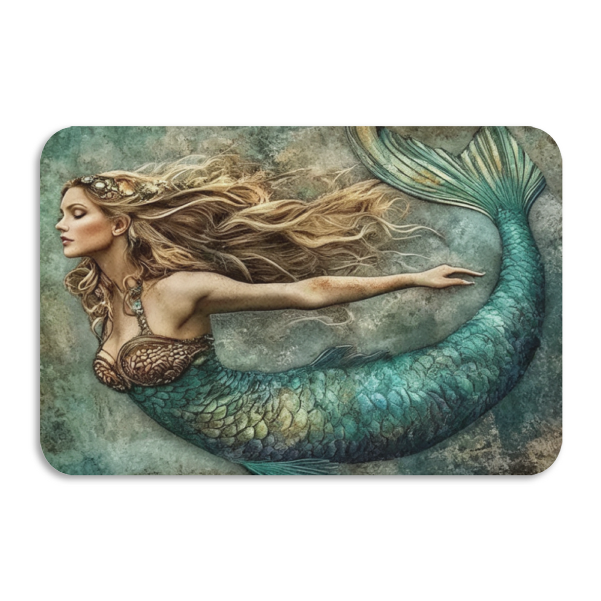 Vintage Mermaid Diatomite Mat£üVintage Distressed Mermaid Diatomite Mat, Absorbent Quick Dry Bathroom Non?Slip Floor Mat for Shower Entryway