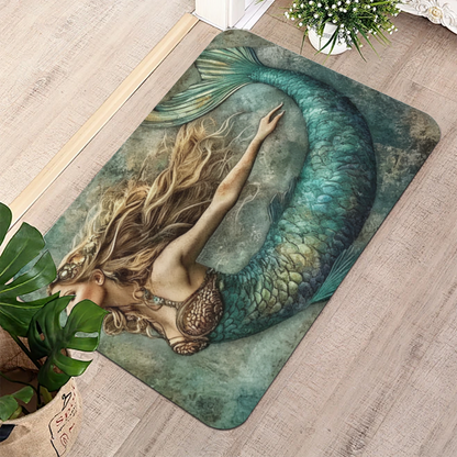 Vintage Mermaid Diatomite Mat£üVintage Distressed Mermaid Diatomite Mat, Absorbent Quick Dry Bathroom Non?Slip Floor Mat for Shower Entryway