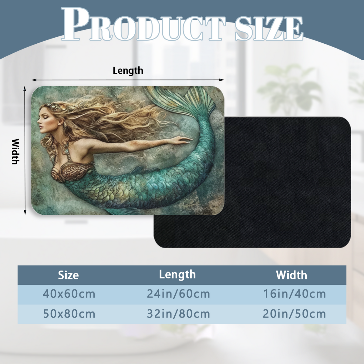 Vintage Mermaid Diatomite Mat£üVintage Distressed Mermaid Diatomite Mat, Absorbent Quick Dry Bathroom Non?Slip Floor Mat for Shower Entryway