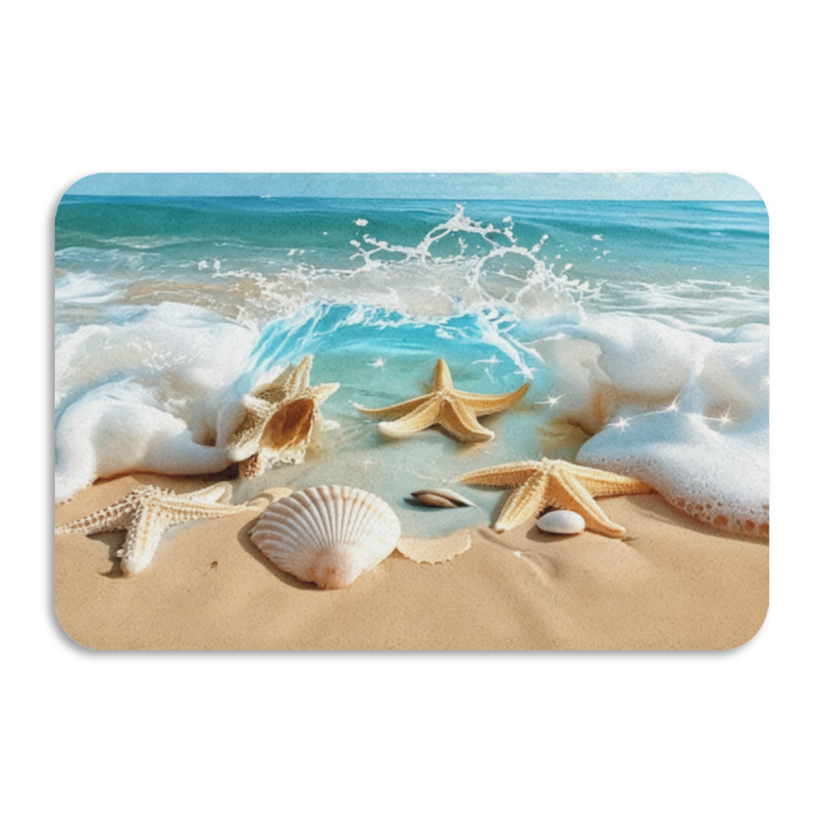 Beach Shell Starfish Ocean£üBeach Seashell Starfish Ocean Scenery Diatomite Mat, Coastal Style Absorbent Non?Slip Bathroom Floor Rug
