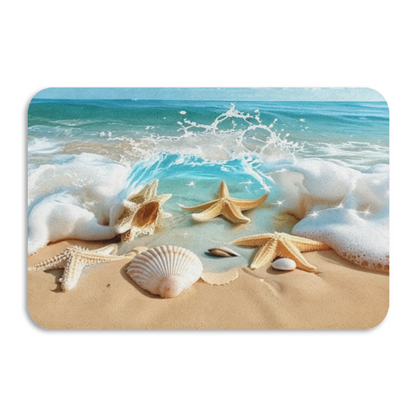 Beach Shell Starfish Ocean£üBeach Seashell Starfish Ocean Scenery Diatomite Mat, Coastal Style Absorbent Non?Slip Bathroom Floor Rug