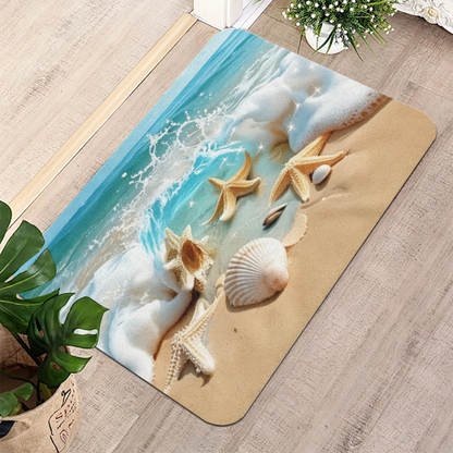 Beach Shell Starfish Ocean£üBeach Seashell Starfish Ocean Scenery Diatomite Mat, Coastal Style Absorbent Non?Slip Bathroom Floor Rug
